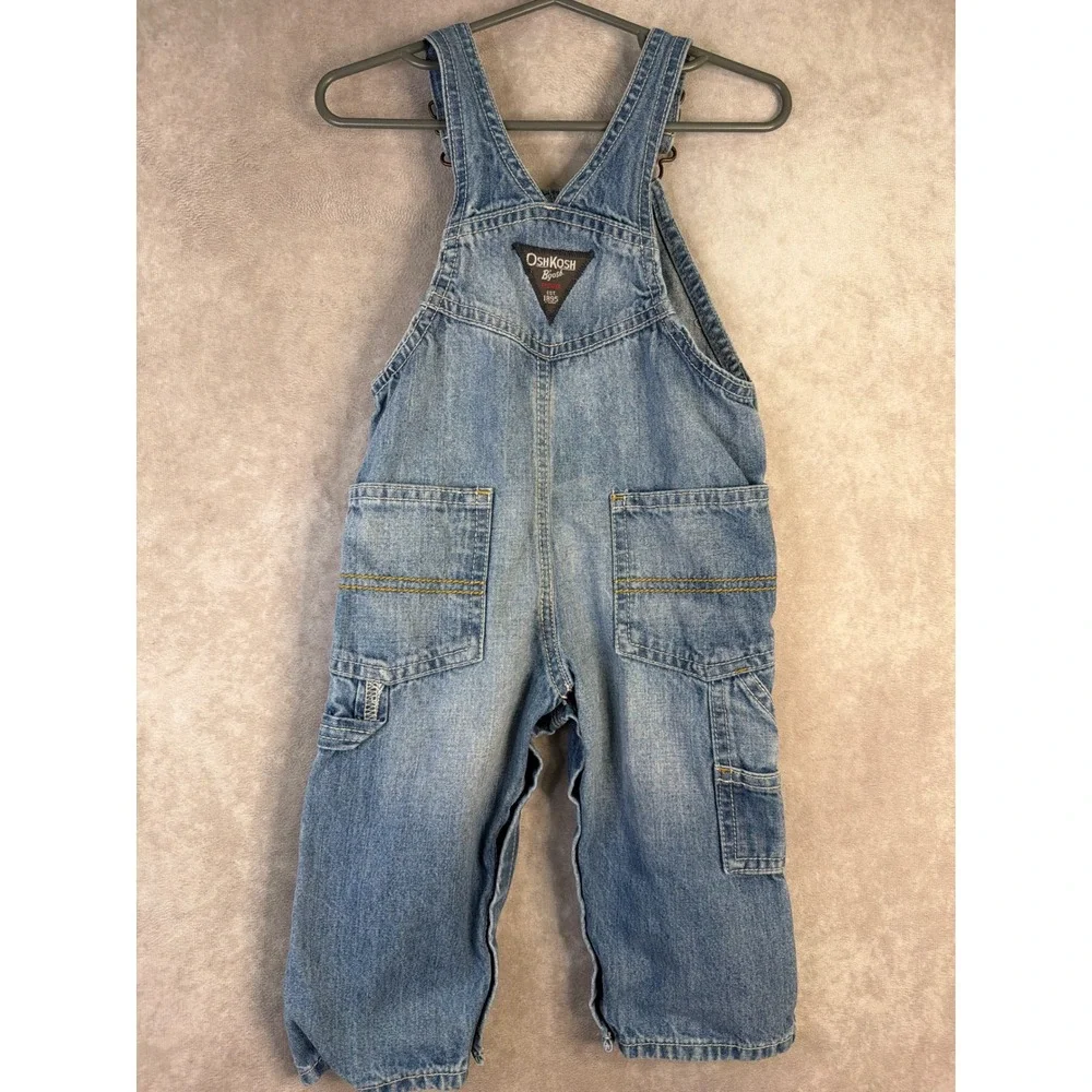 OshKosh B'gosh Denim Overalls Unisex 12 Months Blue Light Wash Carpenter Bib